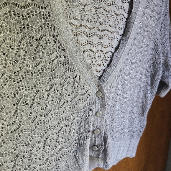 Express Silver And Gray Lace Knit Shrug In Small - Picture 3 of 6